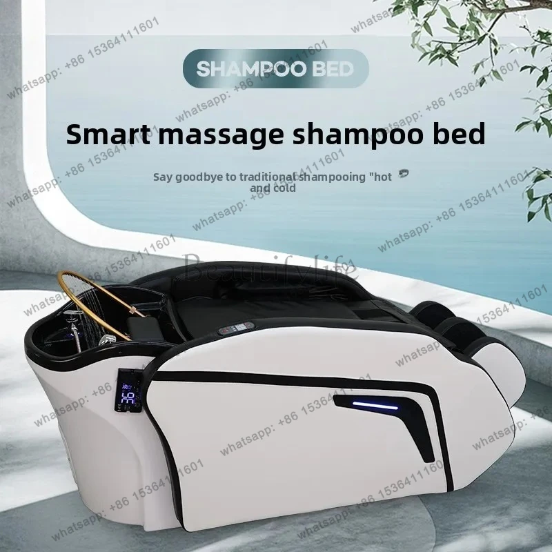 Electric Integrated Shampoo Bed for Hair Salons, Fully Automatic Intelligent Head Therapy Bed with Water Circulation