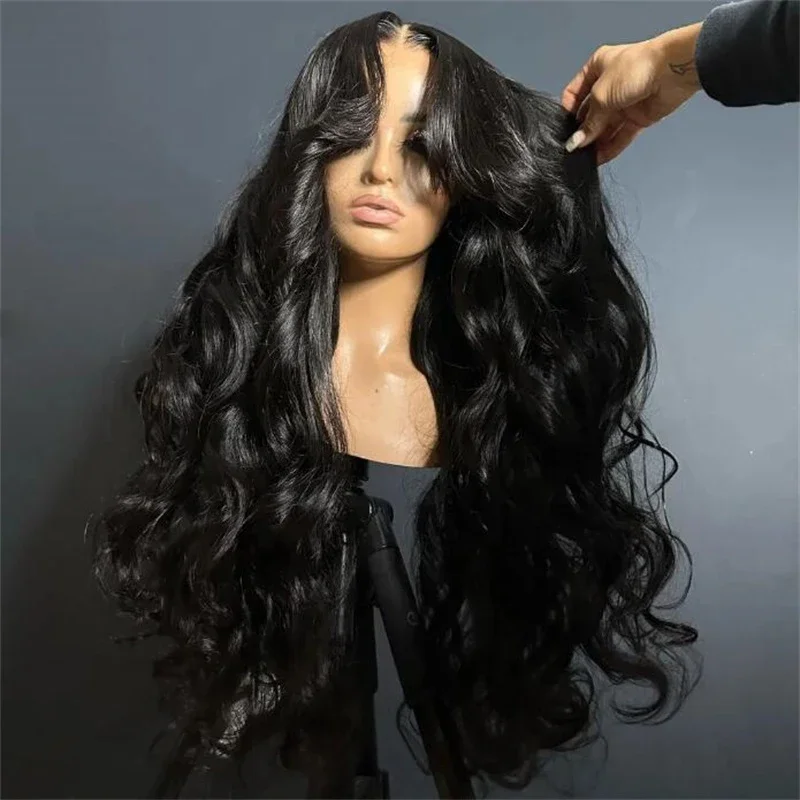 Black Wave Curly Long 26“ 180Density Lace Front Wig For Black Women Babyhair Preplucked Heat Resistant Glueless Daily Wig