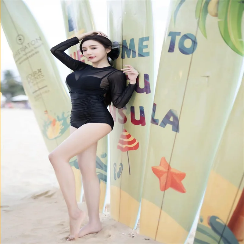 

Black Hot Girl Sexy Bikini One-Piece Lace Beach Surfing Swimsuits Women's Bikinis Trend 2024