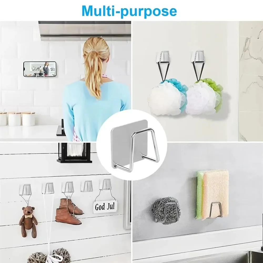 1-2Pcs Küche Waschbecken Schwamm Rack Ablauf Lagerung Halter Selbstklebende Edelstahl Draht Ball Lappen Pinsel Organizer wand Haken – Detail 6