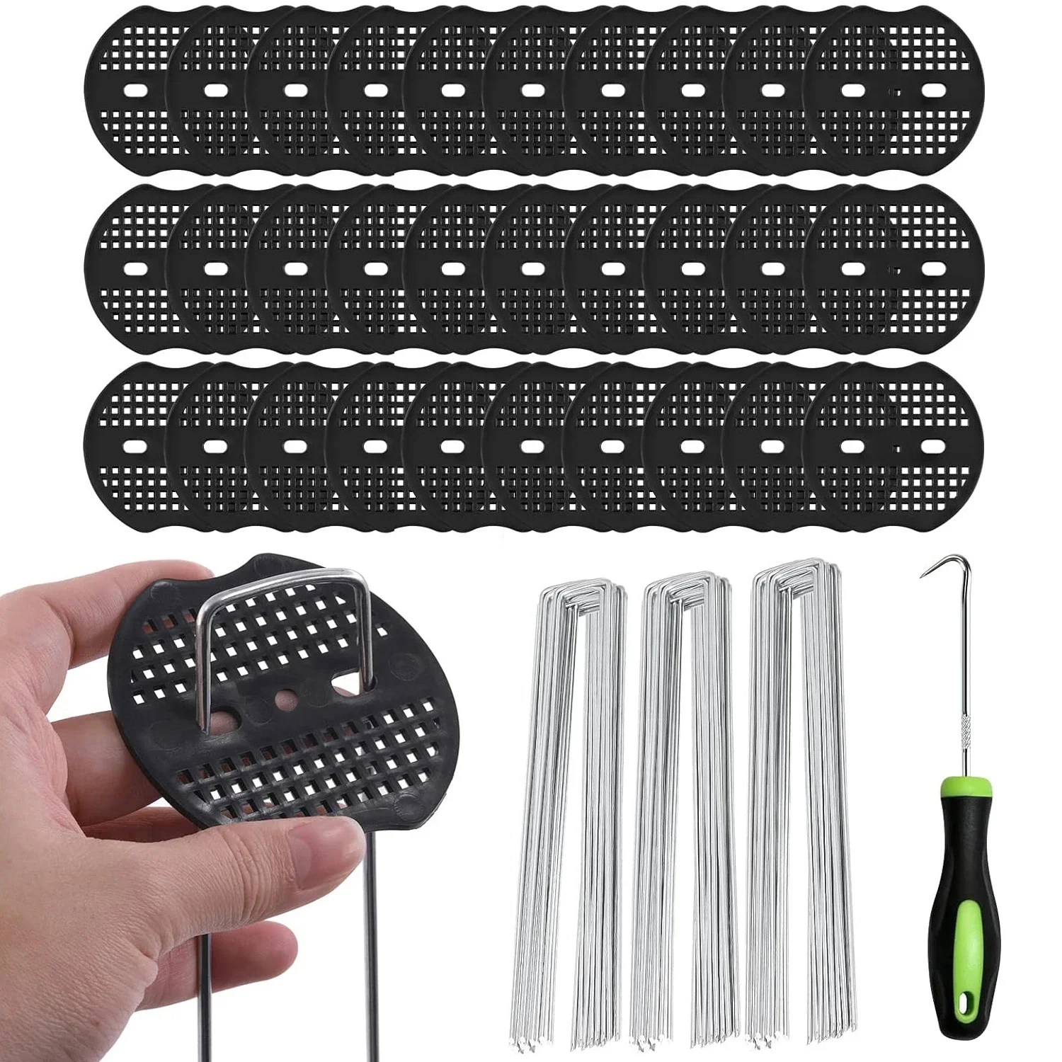 

61 U-образных садовых гвоздей и пластиковых крепежных гвоздей с крючками, подходящих для ирригационных труб и фиксированных ограждений.