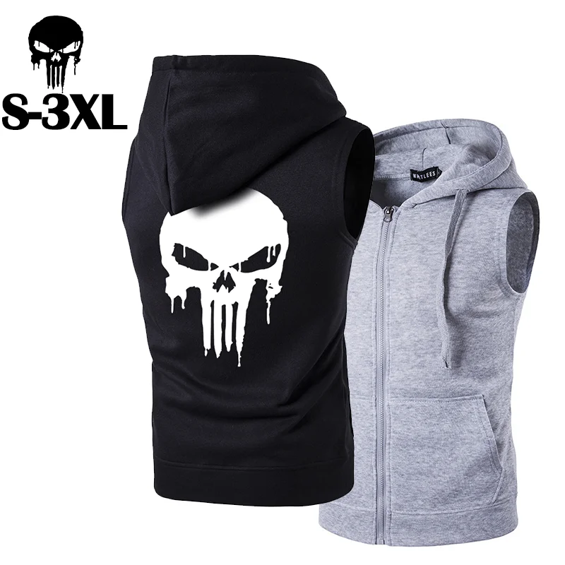 

Skull Print Casual Sleeveless Jacket Fashion Hoodie Street Wear Men's Tank Sleeve Vest New Top Women's Clothing Hoodie Jacket