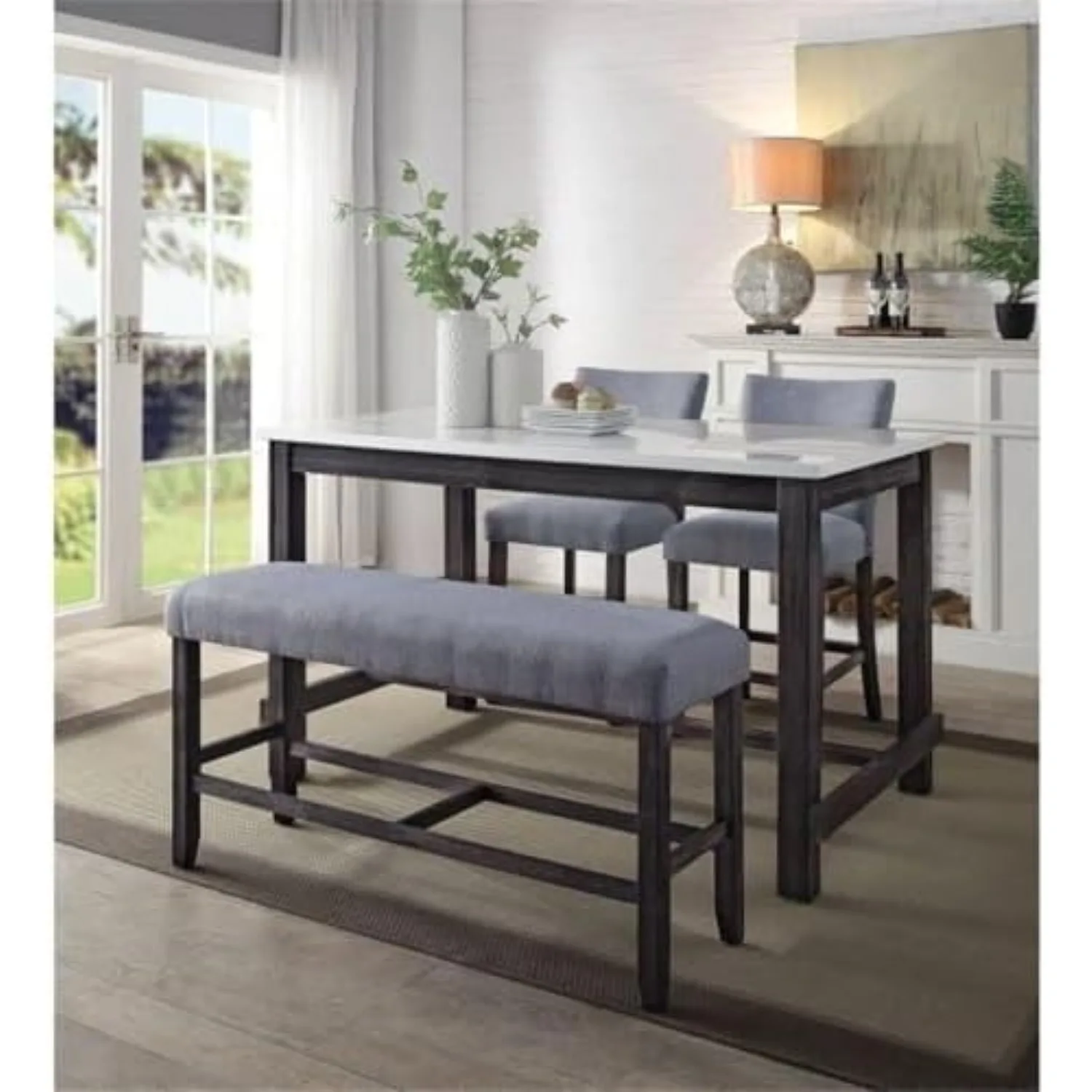 Transitional Counter Height Bench, 48