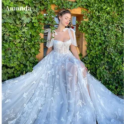 Amanda Princess 3D Butterfly Evening Dresses Fairy Prom Dress 2023 Tulle Sweep Train Party Dresses Sweet Robe De Soirée