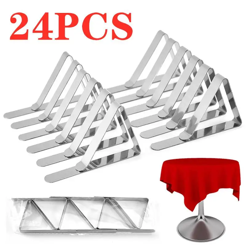 24Pcs Stainless Steel Tablecloth Tables Cover Clips Holder Cloth Clamps Outdoor Camping Party Table Cover Clip Home Supplies
