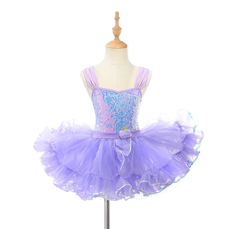 Children Ballet Dress Purple Pink Girls Kids Sequined Princess Dress Ballet Tutu Swan Dance Performance Costume Tutu Skirts