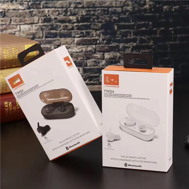 

TWS4 small horn Bluetooth touch automatic power on matching wireless in ear sports gift headphones