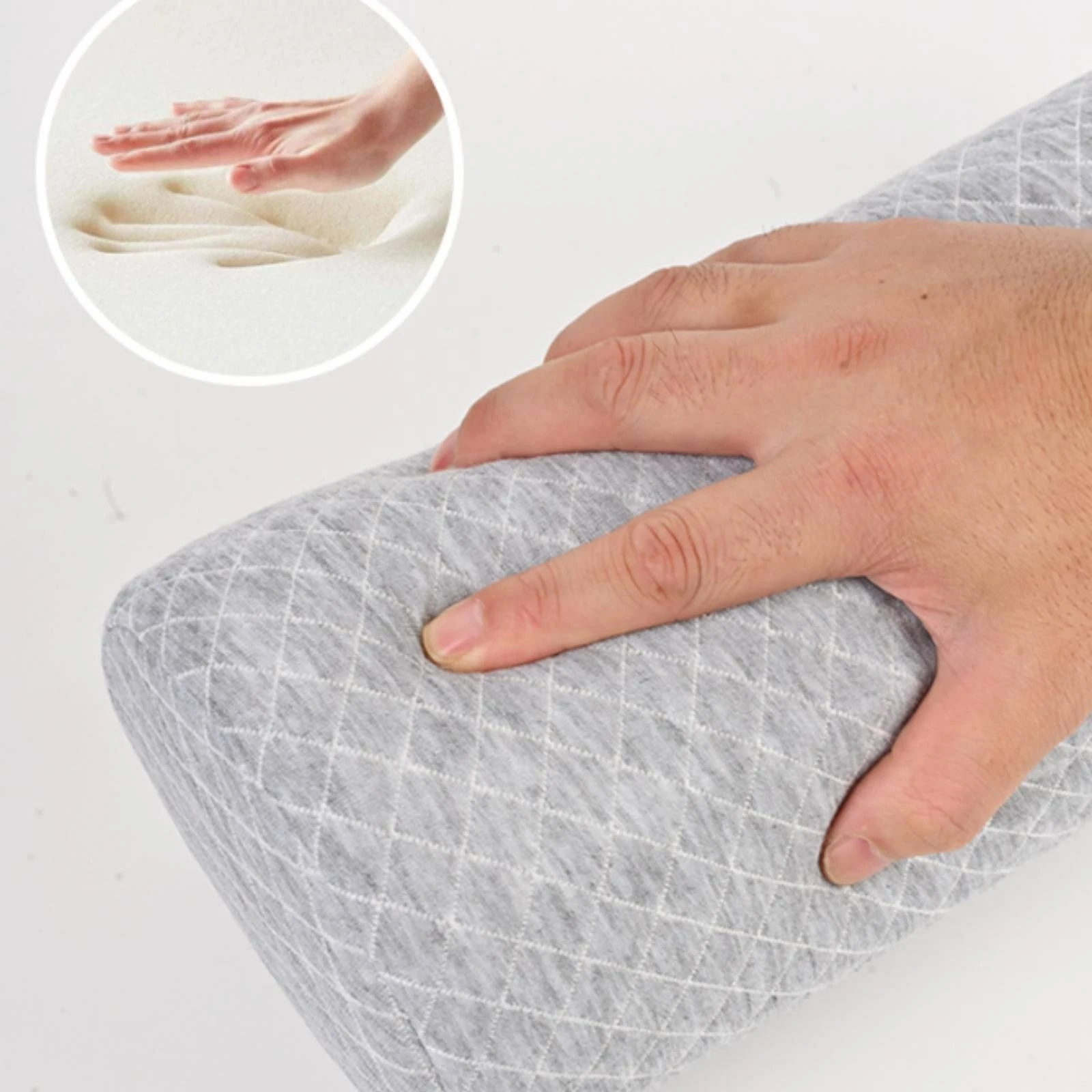 Neck Roll Neck Pillow Quilted Memory Foam Neck Pillow Sleep Accessory Cylindrical Concealed Zipper