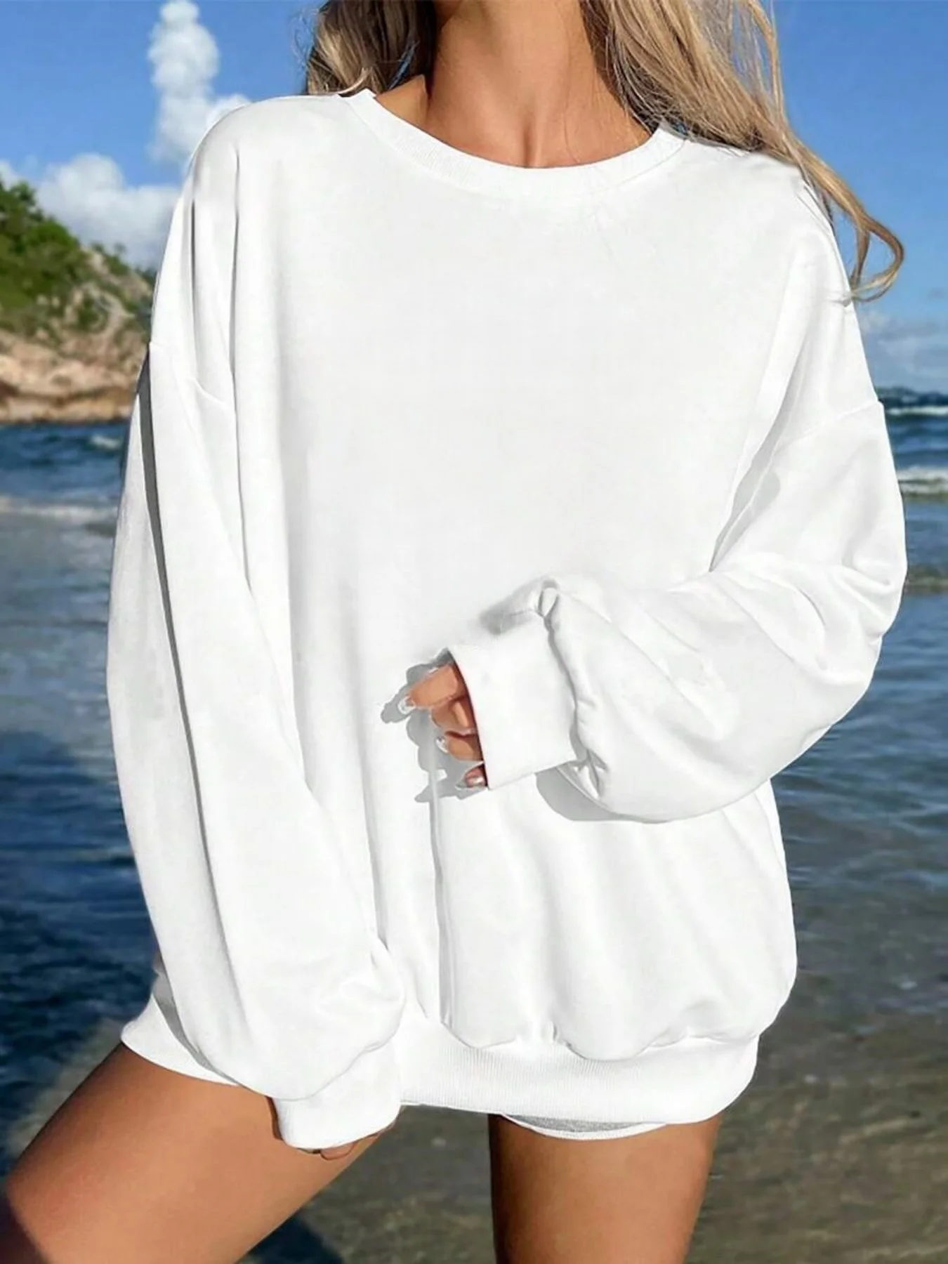 سترة كاجوال مطبوعة على شكل صليب يسوع كريست، سترة نسائية عصرية برقبة دائرية #4