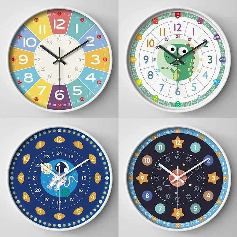 New 8 Inch Round Wall Clock Modern Design Silent Timepieces For Kids Sitting Room Bedroom Learning Clocks Decoration Accessories