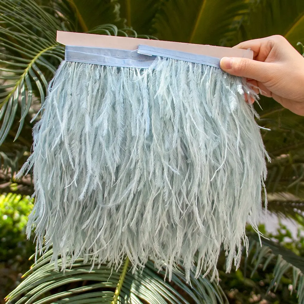 

10M 8-10cm White Ostrich Feather Trims Ribbon Multicolor Plume for Dress Clothing Sewing Crafts Wedding Party Decoration