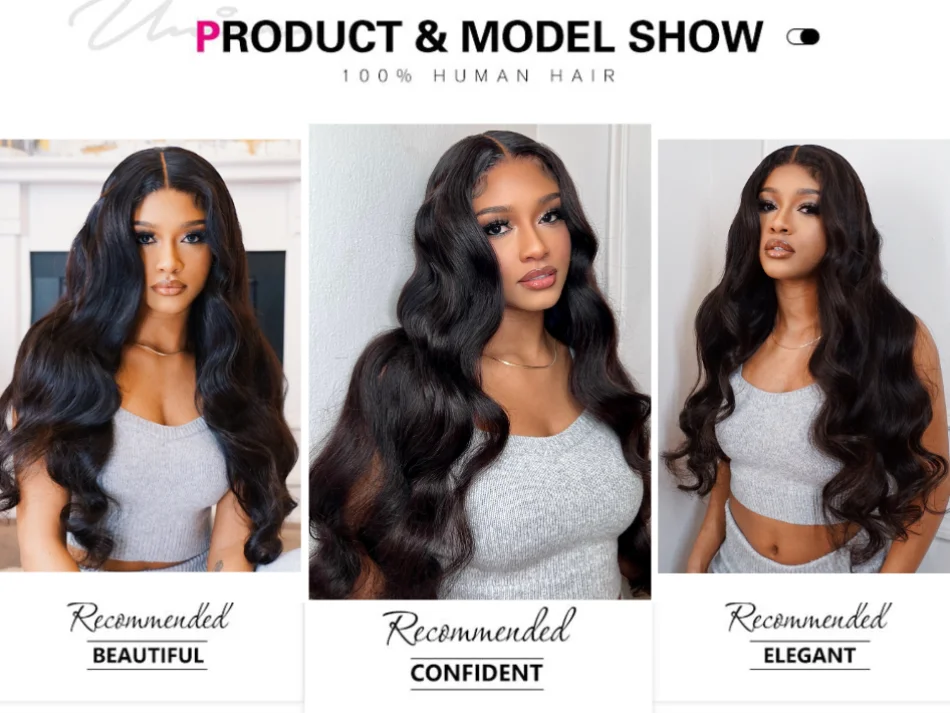 UNice Ultra-Thin 5x5 HD Lace Wigs With Drawstring Body Wave Human Hair Wigs Pre Cut Pre Bleached Glueless Wig 180% Density