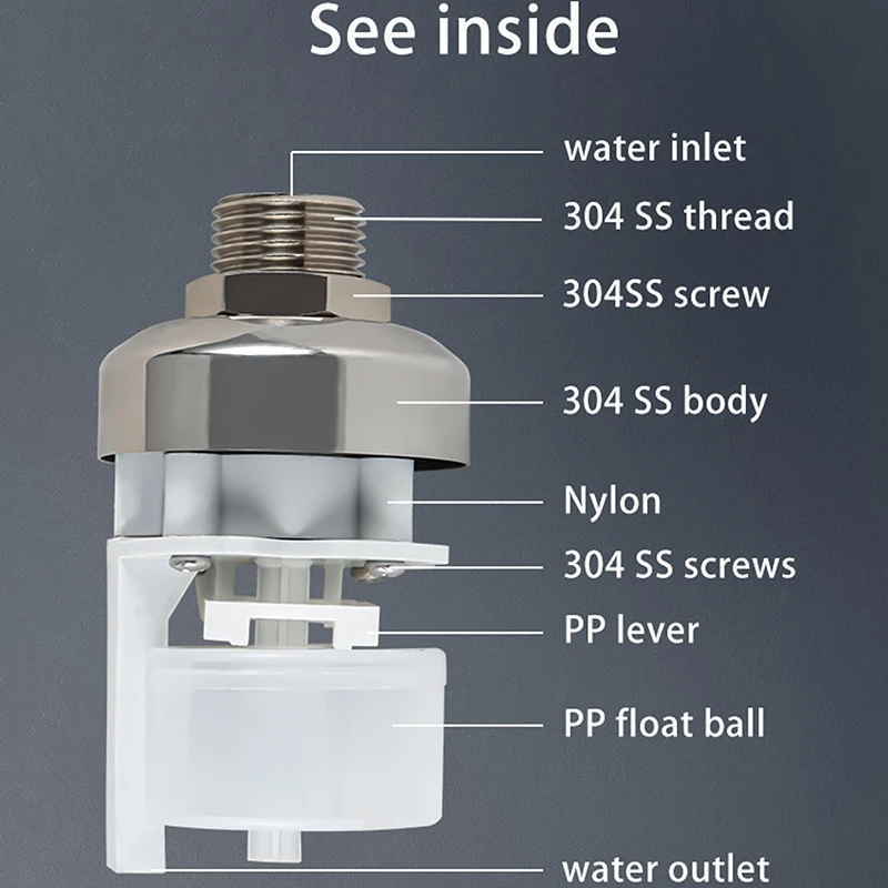 304 Stainless Steel Fully Automatic Water Level 1/2" to 3/4'' Control Float Valve,Water Level Controller for Water Tank Pool