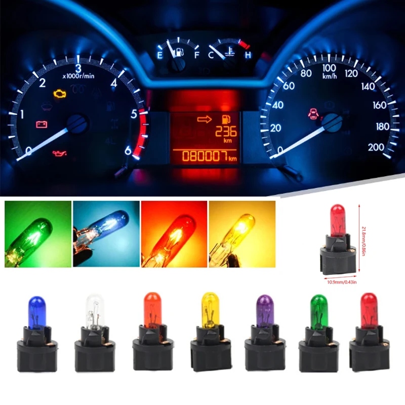 5/10Pcs 12V T5 LED Automotive LED Diode Dashboard Light Bulb Halogen Bulb Indicator/Brake Lights Car Accessories