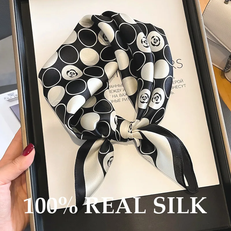 

Fashion 100% Pure Silk Scarf Women High-end Square Neck Shawl Foulard Scarves Pashmina Neckerchief Female Hijab Bandana Bufanda