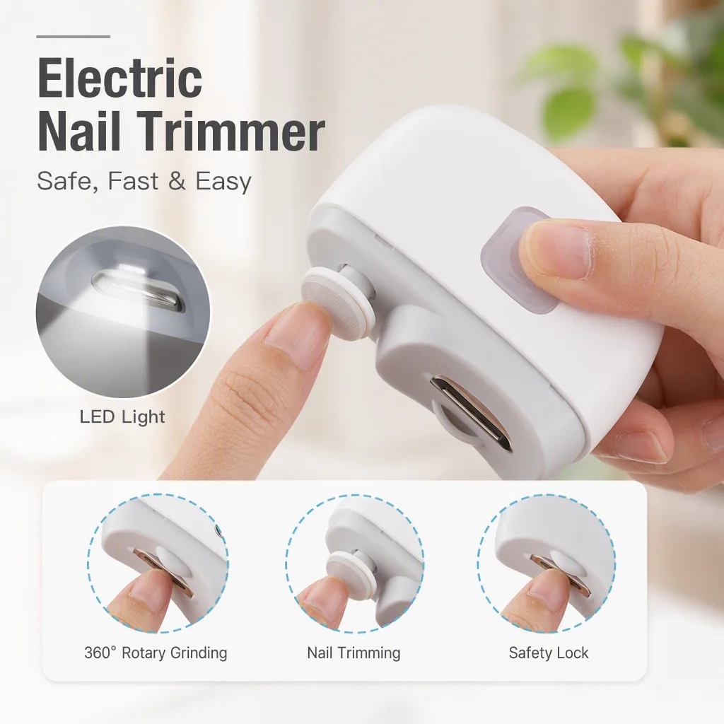 USB Automatic Nail Trimmer For Adult Baby Electric Nail Clipper Grinder Polishing Machine Finger Toe Scissors Manicure Tools