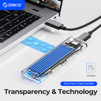 ORICO M2 SSD Case NVMe Enclosure M.2 to USB 3.2 Gen 2 10gbps Type C Transparent Hard Drive Enclosure for NVMe PCIE M/B Key SSD