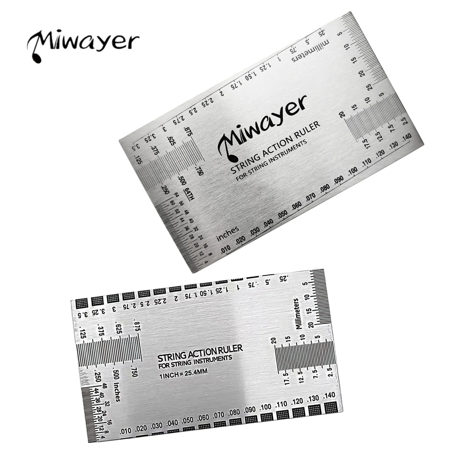 Miwayer Precision Stainless Steel String Action Ruler for Guitar/Bass/Ukulele Luthier Tool