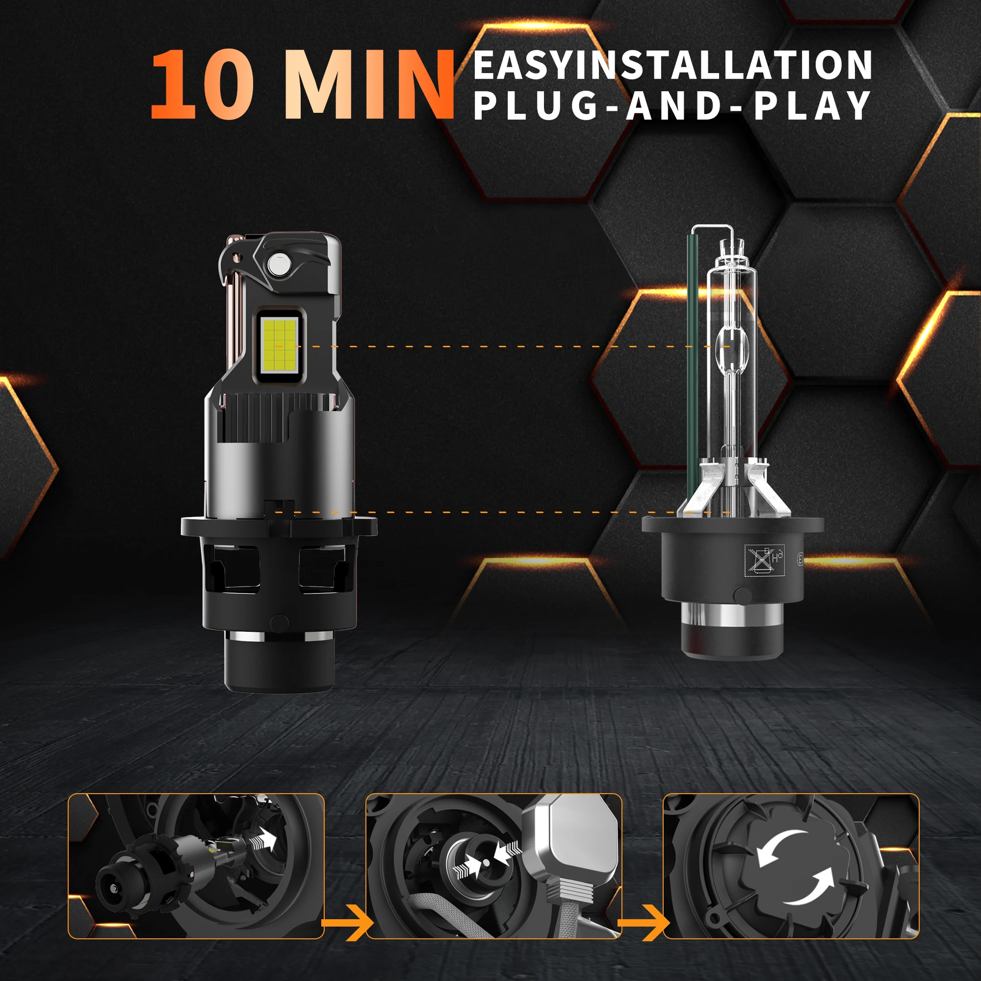 XSTORM D2S D4S LED Headlight Canbus Car Headlights Bulbs D3S D1S LED Lights High Power 1000W 100000LM Turbo Lamp 6000K Plug&Play