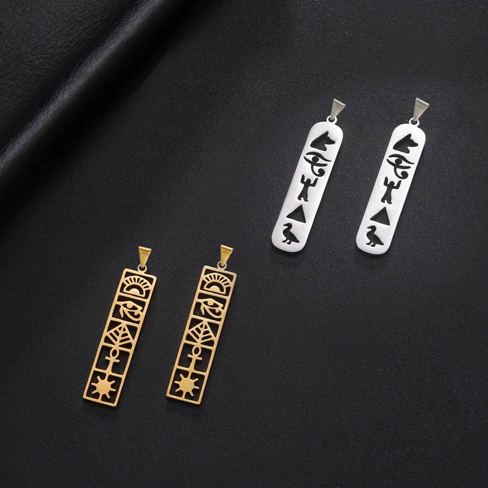EUEAVAN 1pc Ankh Horus Eye Stainless Steel Pendant Egyptian Turkish Evil Eye Charms Jewelry Making Supplies DIY Necklace Earring