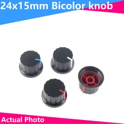 10 Stuks Dubbele Kleur Knop 24 Met Indicatie Plastic Knop 6Mm Potentiometer Cap Luidsprekerknop Strohoed Versterker Knop