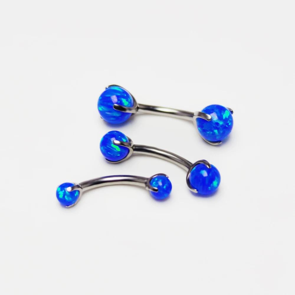 G23 Titanium 3-5mm Opal Eyebrow Piercing Curved Barbell Eyes Bulk Eyebrow Cartilage Ring Bite Labret Tragus Piercing Wholesale
