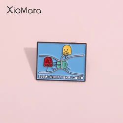 Electricity Explained Enamel Pins Custom Electric Power Energy Phenomena Brooches Lapel Badges Jewelry Gift For Physics Students