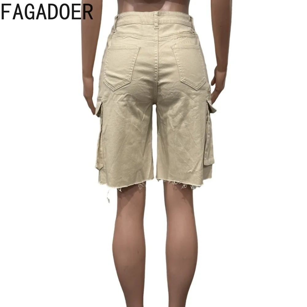 FAGADOER Vintage Fashion Camouflage Patchwork Denim Pants Women Cargo Pocket Straight Leg Loose Pants Female Streetwear Bottoms