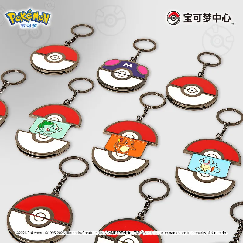 

Genuine PokéMon Blind Box Keychain Pokeball Series Metal Sliding Charmander Squirtle Bulbasaur Single Box Collectible Pendant