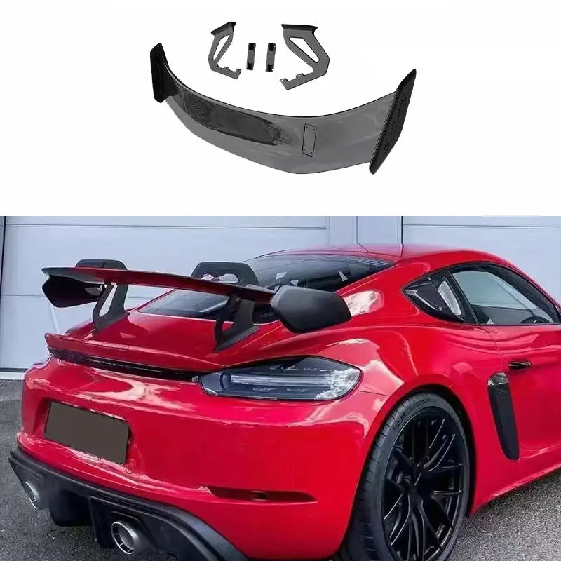 GT4RS GT Style Real Carbon Fiber Fibre Rear Trunk Spoiler Big Wing For Porche 718 Cayman,100% TESTED WELL