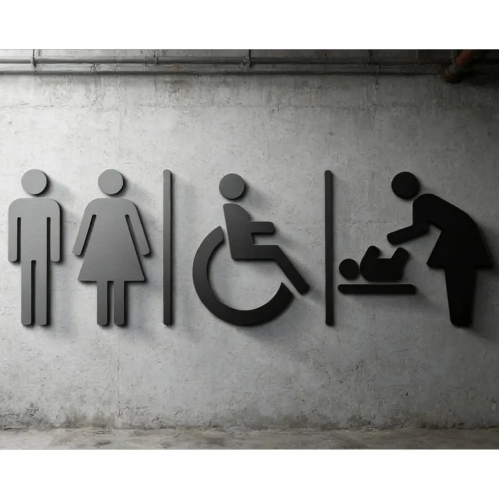 3D Acrylic Toilet Sign, Accessible Baby Change Modern Shop Decor Holiday Gift