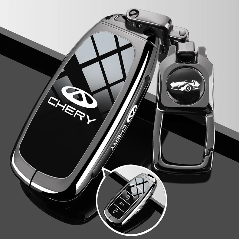 Autoschlüsseletui aus Zinklegierung für Chery Tiggo 7 Pro 8 9 Plus 2024 2025 Schlüsselanhänger Fernbedienung Abdeckung Shell Gehäuse Ringhalter Fob Zubehör – Detail 2