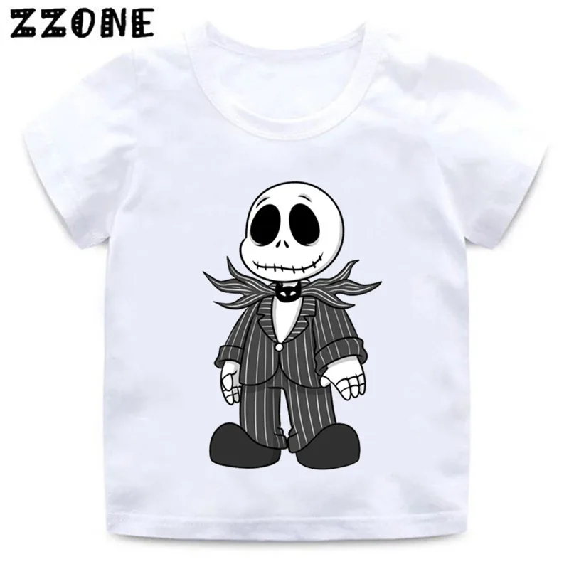 Hot Sale Halloween Town Pumpkin King Jack Skellington Print Kids T-Shirts Baby Girls Clothes Boys Summer T shirt Children Tops