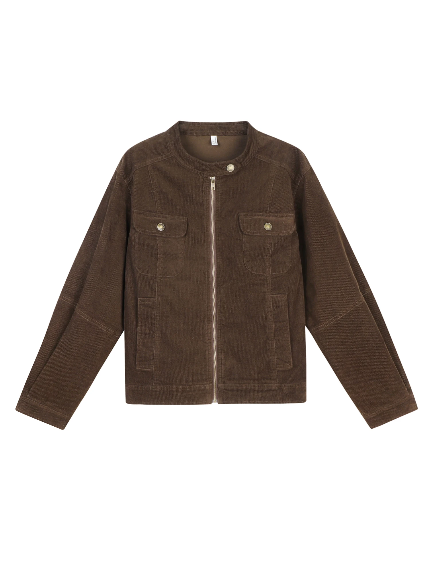 Giacca Sportiva da Moto Sinbounboun per Donna, Marrone, Capospalla Stratificato, Stile Americano, Vestibilità Ampia, in Poliestere