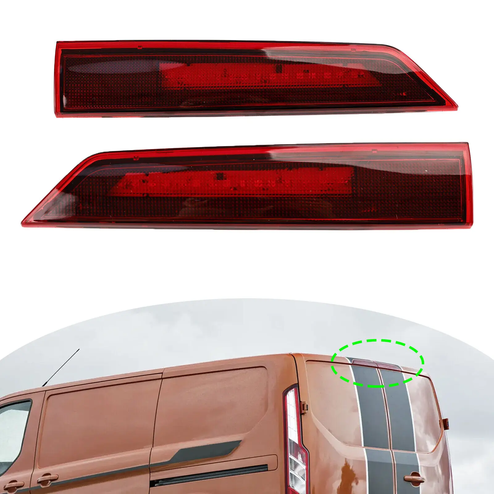 

2 *High Level 3rd LED Rear Brake Light For Ford Transit Tourneo Custom Barn Door