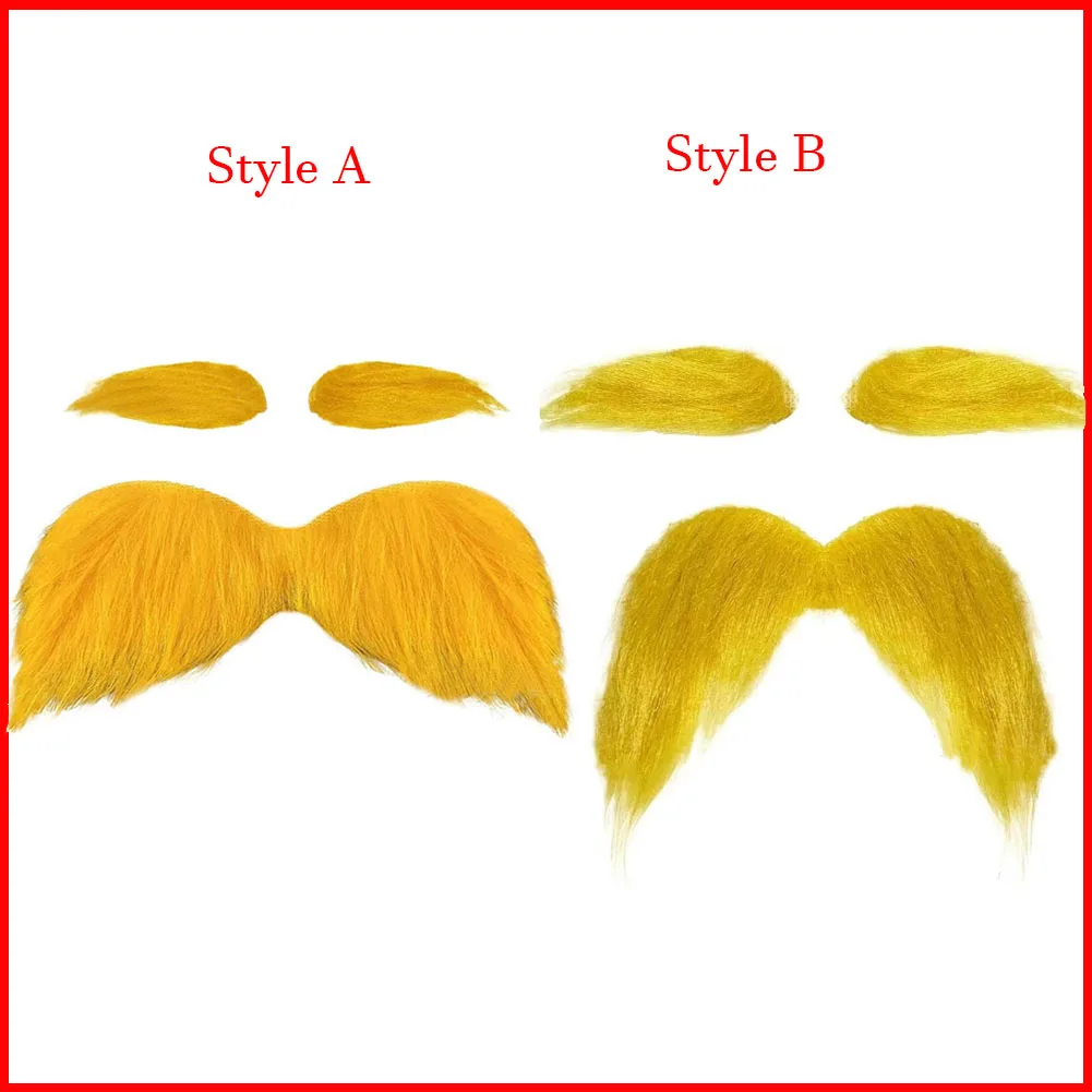 Orange False Eyebrow Beard Set Cosplay Lorrax Once Ler Beard Costume Accessories Adult Role Play Christmas Halloween Party Suits