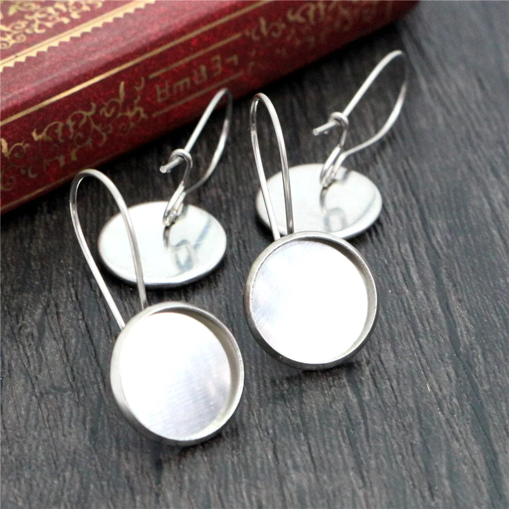 (Bez przejścia) 12mm 10 sztuk ze stali nierdzewnej DIY francuski dźwignia powrót kolczyki puste/Base, fit 12mm szklane Cabochons, przyciski — zdjęcie 2
