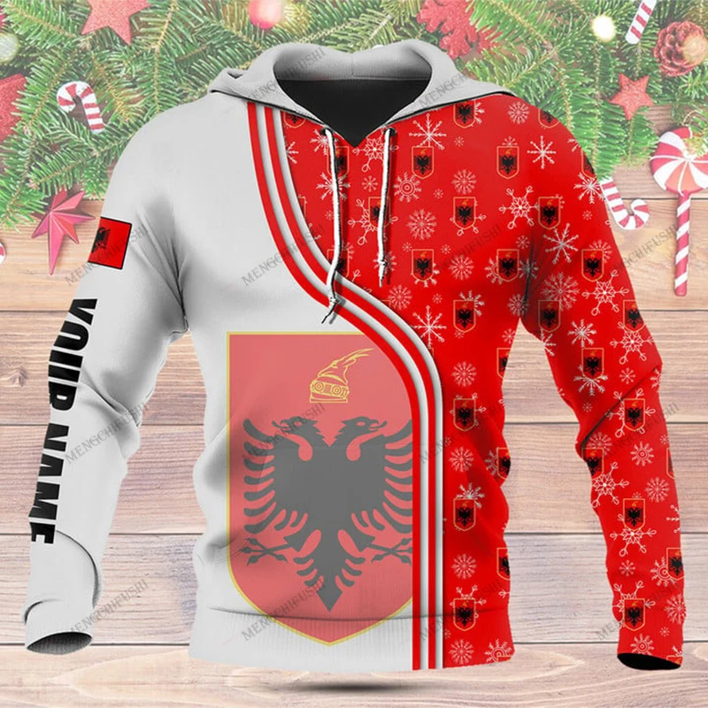 

Customize Albania Symbol Christmas Unisex Hoodies Loose Tops Sweatshirts Winter Casual Clothing Oversized Streetwear