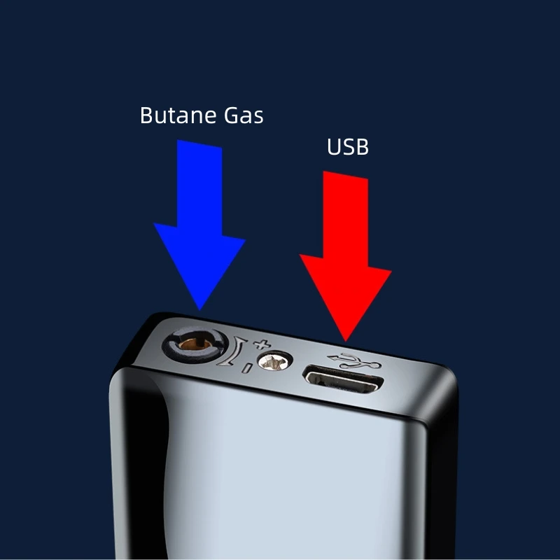 Metal Windproof Blue Flame Butane Gas Lighter Digital Battery Display Touch Sensing Ignition USB Charging Smoking Accessories