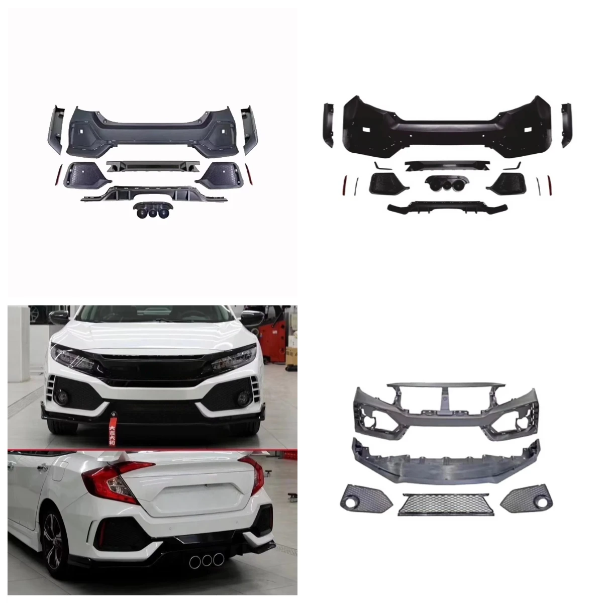 

Stlf Front And Rear Bumper For Civic 10th Upgrade To TYPE-R Car Tail Applies Auto Accessories