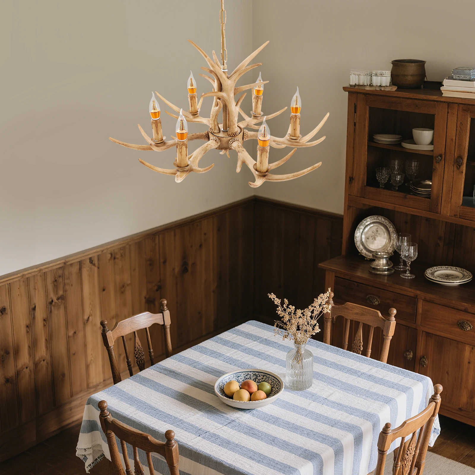 Retro Geweih Kronleuchter Licht Hirschhorn Restaurant Esszimmer Pendelleuchte