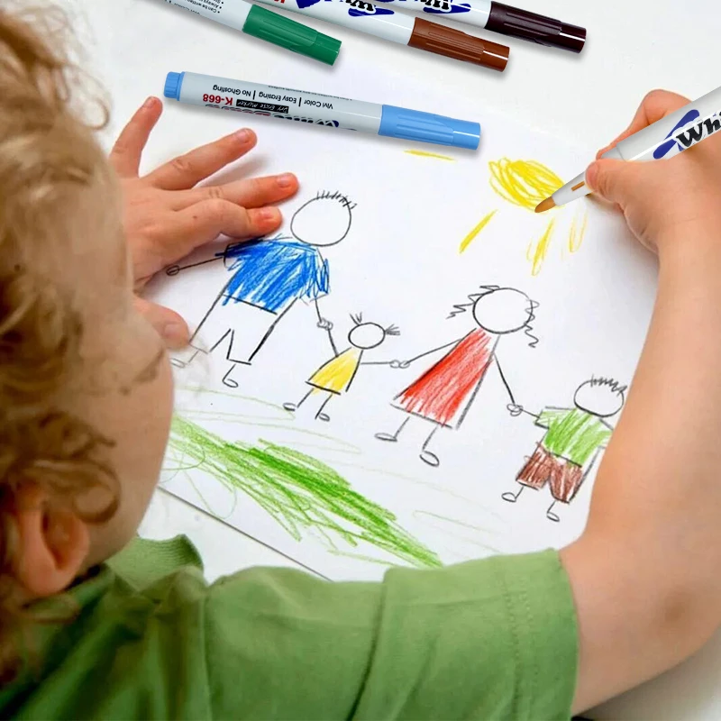 Bolígrafo flotante de agua mágico, bolígrafos de tinta mágica Montessori para niños, juguetes de aprendizaje de pintura para educación temprana, bolígrafo con cuchara de cerámica, Juguetes