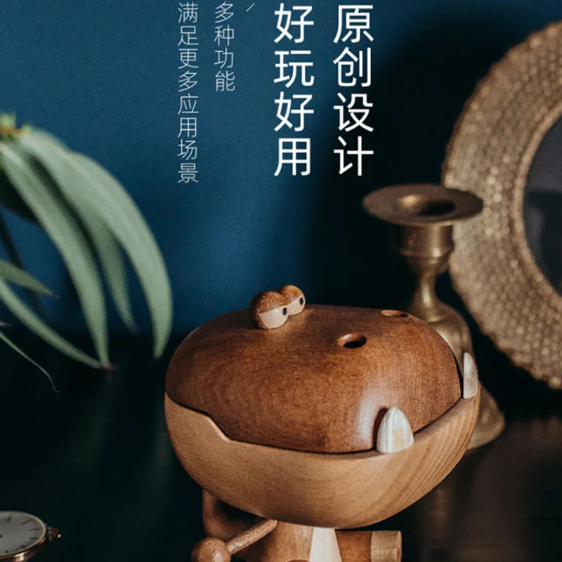 Chuangmu Workshop Solid Wood Incense Burner Ornaments Home Incense Coil Box Creative Gift Original Shangcheng