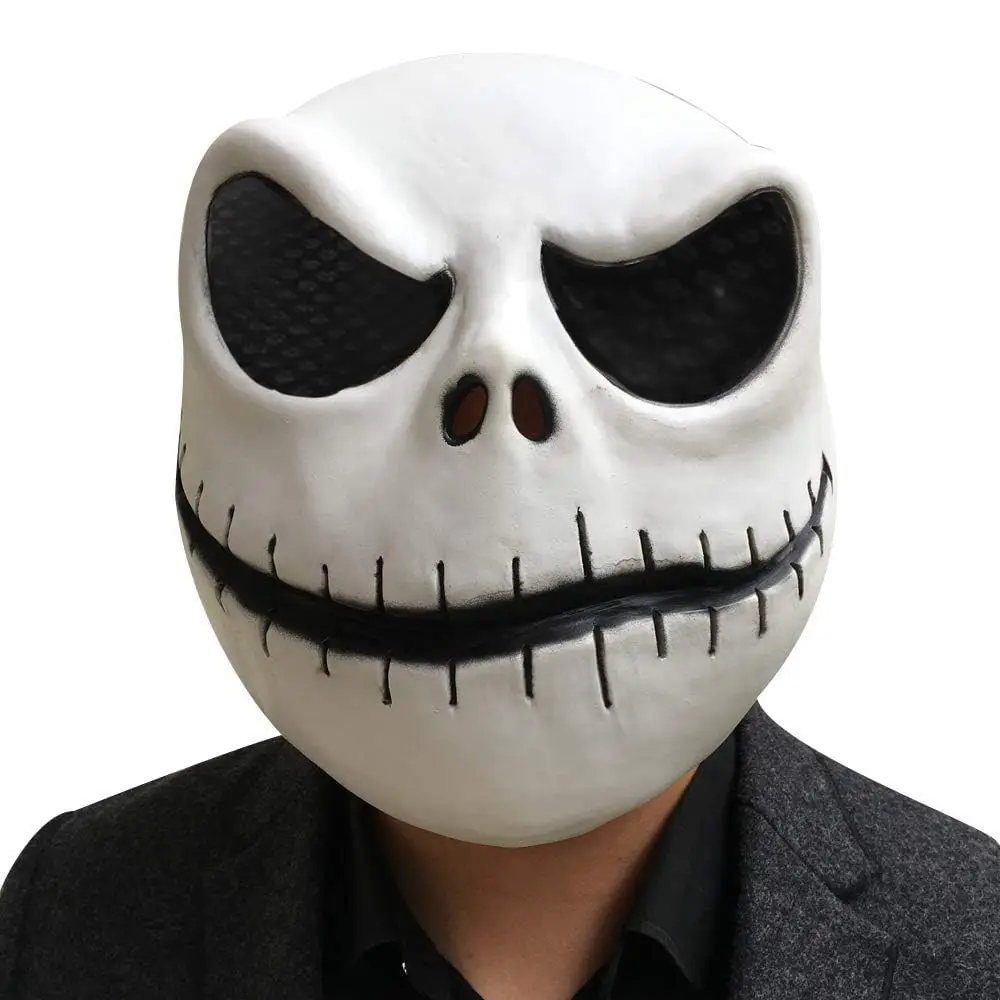 

Маска Джека Скеллингтона, шлем, Хэллоуин, карнавал, Джек, скелет, голова, маска ужасов, страшная маска для косплея для взрослых
