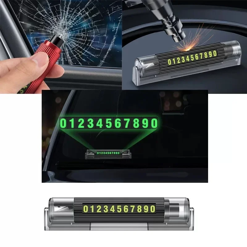 

Car mobile phone number plate Temporary parking card Rotating parking stop Car-shaped car accessories Window breaker