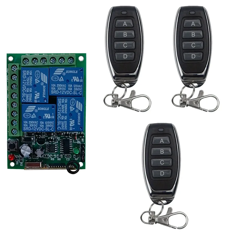 DC12V 24 فولت 4CH اللاسلكية RF التحكم عن بعد مفتاح الإضاءة 10A التتابع الناتج راديو وحدة الاستقبال + الارسال فتحت باب المرآب/مصباح