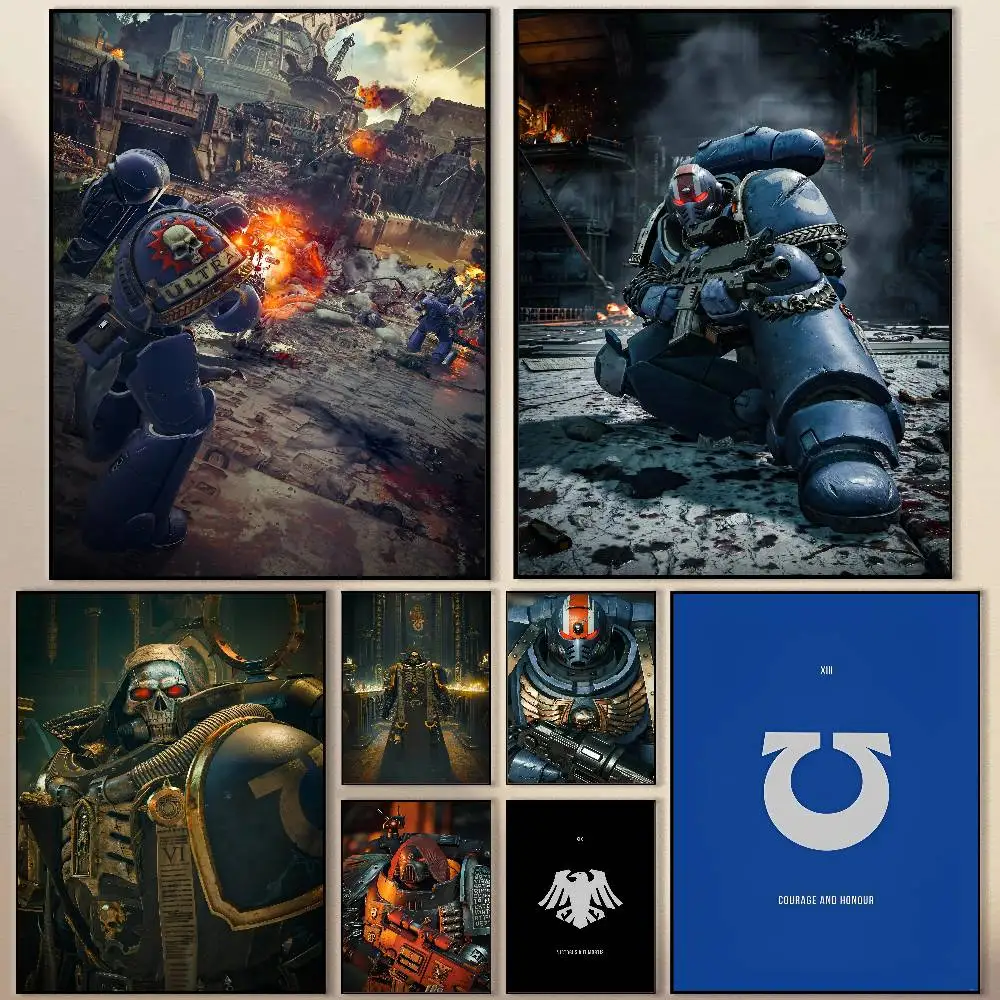 

40KHot Anime W-WarhammerS 40K Poster Modern Waterproof HD Wall Art Decal Self-Adhesive Aesthetic Decor for Home Living Room Bedr