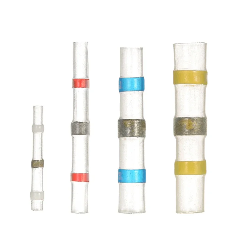 100pcs Wire Connectors Electrical Solder Seal Heat Shrink Sleeve Waterproof Insulated Electrical Butt Splice Connector Terminals