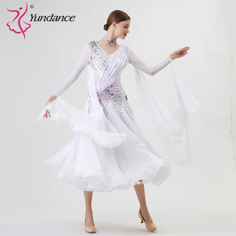 

B-22212 Новое международное стандартное платье для бальных танцев на заказ, высококачественные жемчужные шелковые платья для бальных танцев на продажу