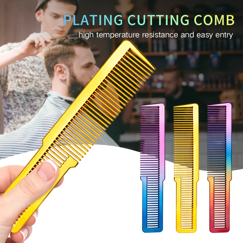 Professional Electroplated Clipper Comb 3 Colors Barber Comb Stylist Styling Tool Accessories Salon Anti-static Hair Cut Comb